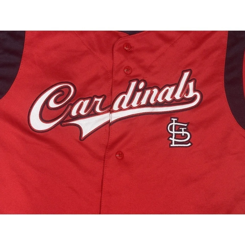 St Louis Cardinals Jersey Boys Large MLB Baseball True Fan Button Up Shirt - Picture 2 of 8